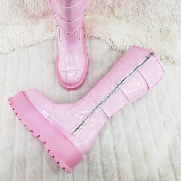 Women's Pink Platform Boots - Picture 2 of 13